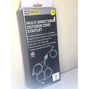 Pro Essentials 20ft Outdoor 3-Outlet 1-to-3 Splitter Cord 125V Gray Vinyl B5